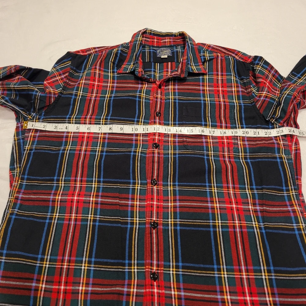 J.Crew Vintage Men's Flannel Plaid‎ Button-up Shirt, Size XL, Black Red Multi